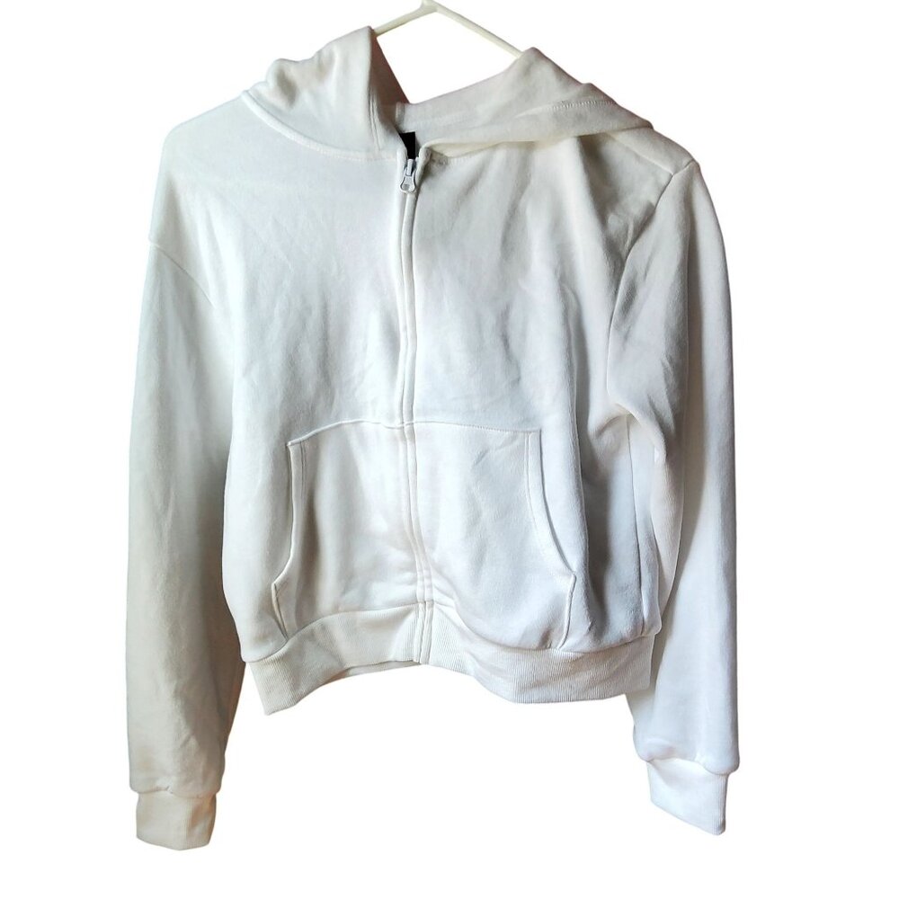 White HoodieFull-Length Zipper Closure XL By Inspire Me Top to bottom = 25 inche
